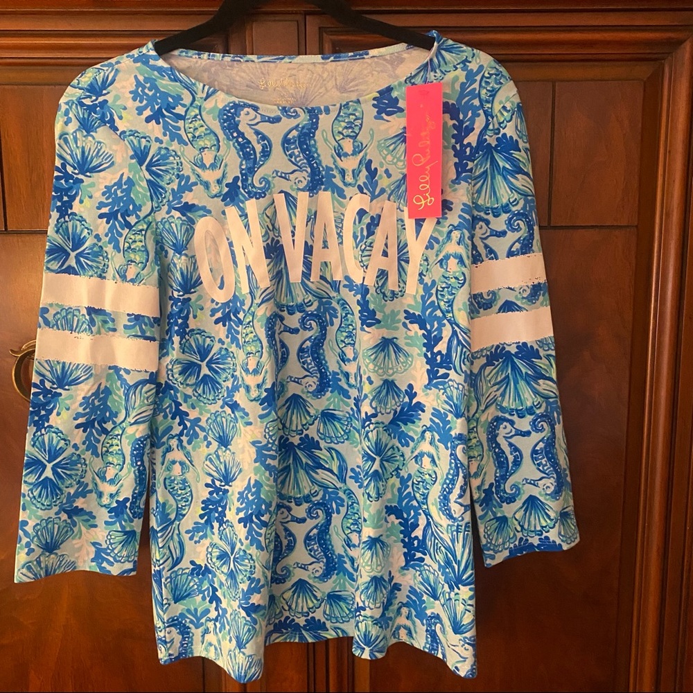 Nwt Lilly Pulitzer mermaid Ollie top seeing double